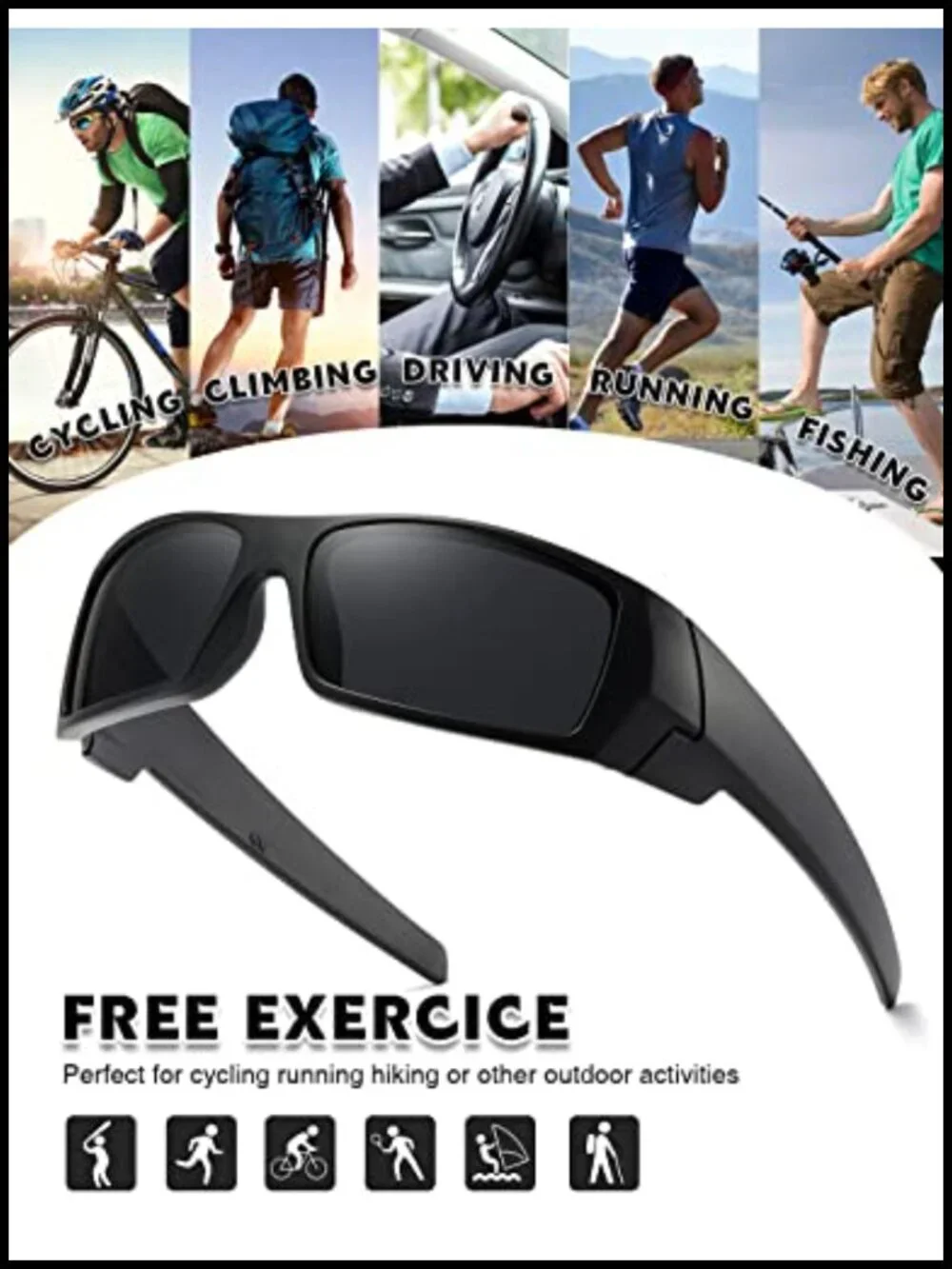 Polarized Sunglasses Men Women Trendy Retro Sports Wrap Around Vintage Shot